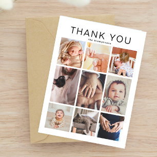 Cartão Postal Colagem de Fotos Minimalista Simples 9 Novo Bebê
