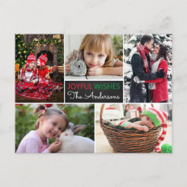 Cartão Postal Colagem de Fotos Moderna Alegria Deseja o Natal