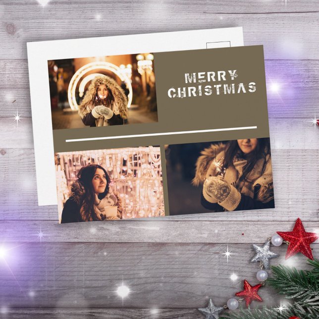 Cartão Postal Colagem de Fotos Moderno de Natal Feliz 3 (Criador carregado)