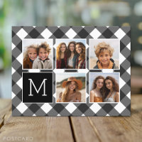 Colagem de Fotos - Monograma Preto Branco Xadrez B