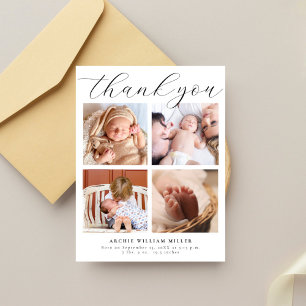 Cartão Postal Colagem de Fotos Múltiplas Modernas Obrigado Bebê 