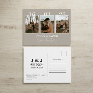 Cartão Postal Colagem de Fotos Neutra Salva a Data