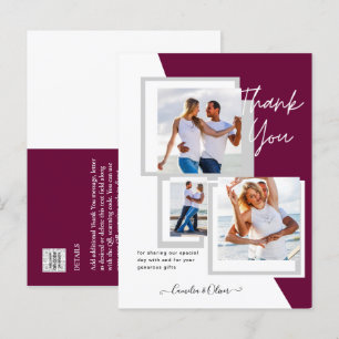 Cartão Postal Colagem de Fotos OBRIGADO Casamento/Bebê/Diplomado