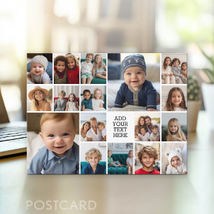 Cartão Postal Colagem de Fotos Personalizada 17 - Preto - texto