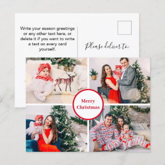 Cartão Postal Colagem de Fotos Personalizada da Família Feliz Na