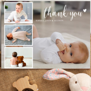 Cartão Postal Colagem de Fotos Personalizada Obrigada Chá de Beb
