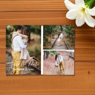 Cartão Postal Colagem de Fotos Rústicas Save The Date