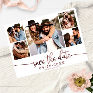 Cartão Postal Colagem de Fotos Simples Moderna para Casamento Sa