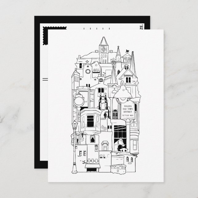 Cartão Postal colagem de galena ilIllinois (Frente/Verso)