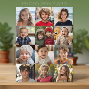 Cartão Postal Colagem de Grade de 12 Fotos - Apenas Fotos