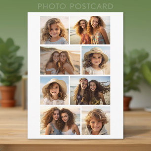 Cartão Postal Colagem de Grade de 8 Fotos Minimalista Moderna -