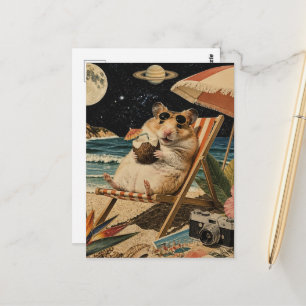 Cartão Postal Colagem de Hamster de Férias