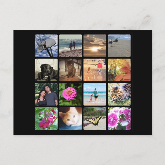 Cartão Postal Colagem de Imagens Mosaicas de Foto Personalizada  (Frente)