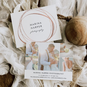 Cartão Postal Colagem de logotipo Dourado com Rosa moderno Faux 