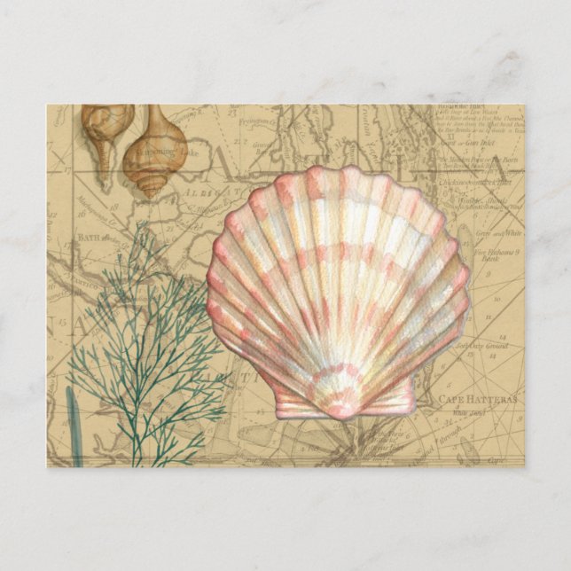 Cartão Postal Colagem de Mapa Costeiro (Frente)