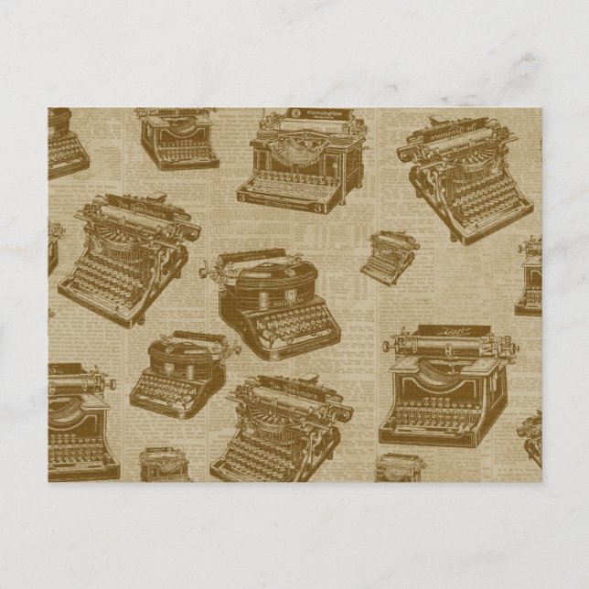 Cartão Postal Colagem de máquinas de escrever Vintage (Frente)