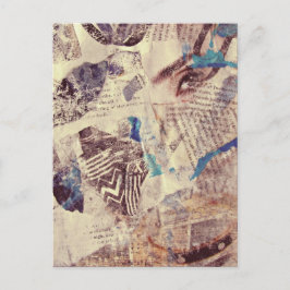 Cartão Postal Colagem de mídia mista abstrata de moda ocular