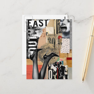 Cartão Postal Colagem de Mídia Mista Abstrata de Pernas