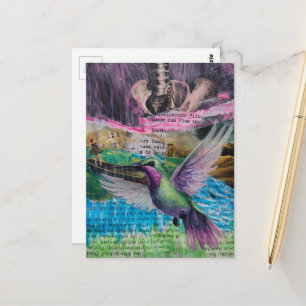 Cartão Postal Colagem de Mídia Mista Abstrata Pode Fluir Água