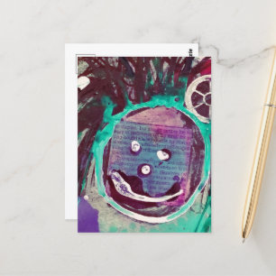 Cartão Postal Colagem de Mídia Mista Feliz