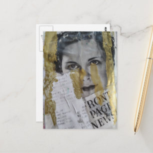 Cartão Postal Colagem de mídia mista senhora da notícia da prime