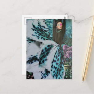 Cartão Postal Colagem de Moda com Mulher Vendada