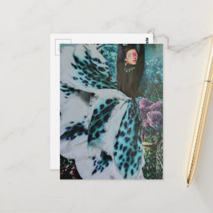 Cartão Postal Colagem de Moda da Senhora Vendada