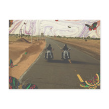 Colagem de motocicletas na estrada com pintura de
