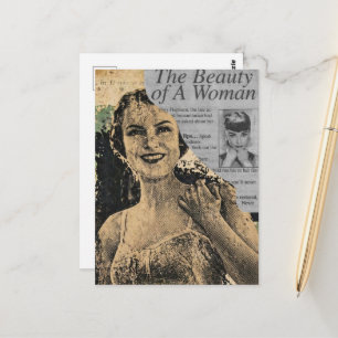 Cartão Postal Colagem de Mulher com Córset Retro