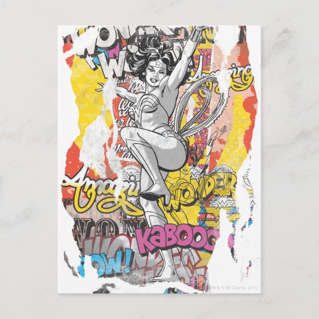 Cartão Postal Colagem de Mulher Maravilha 1 (Frente)