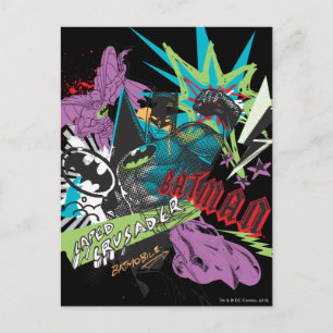 Cartão Postal Colagem de Neon Crusader com Capa Batman