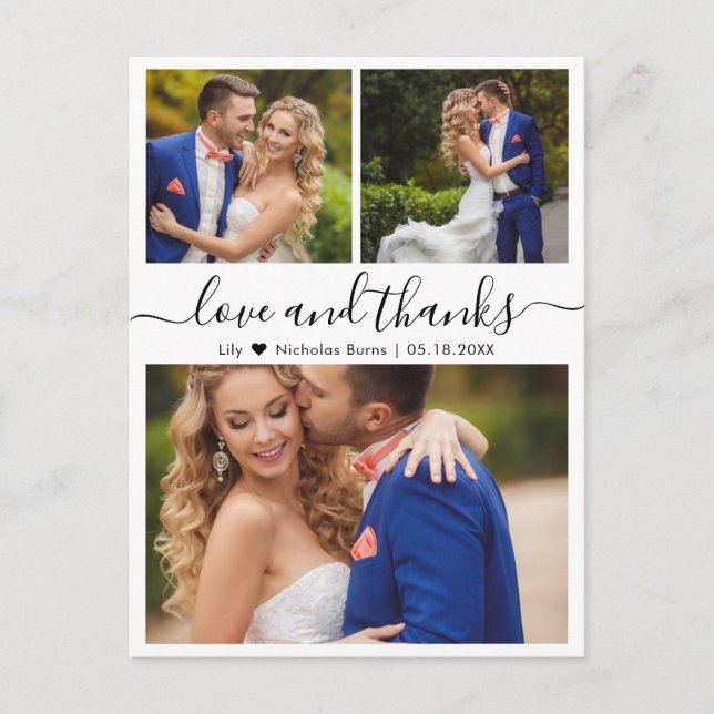 Cartão Postal Colagem de Orçamento Amor e Obrigados Casamento Ob (Frente)