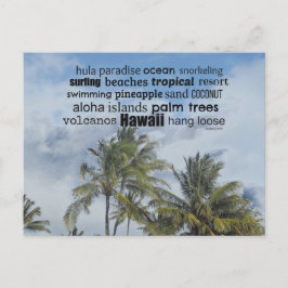 Cartão Postal Colagem de Palavras Havaianas