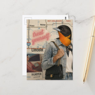 Cartão Postal Colagem de Pássaros para se Tratar
