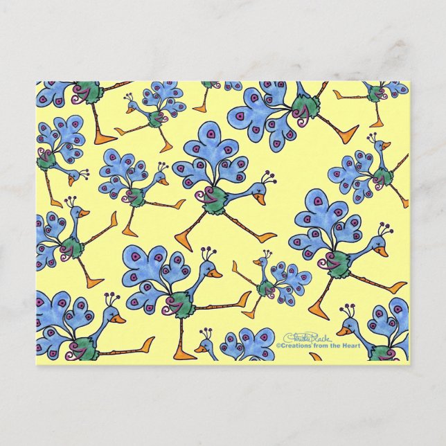 Cartão Postal Colagem de Peacock Marching (Frente)