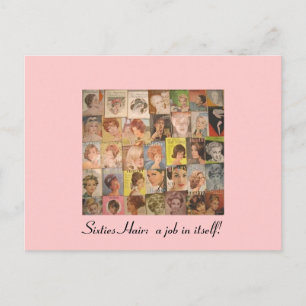 Cartão Postal Colagem de Penteados dos Anos 60 Vintage