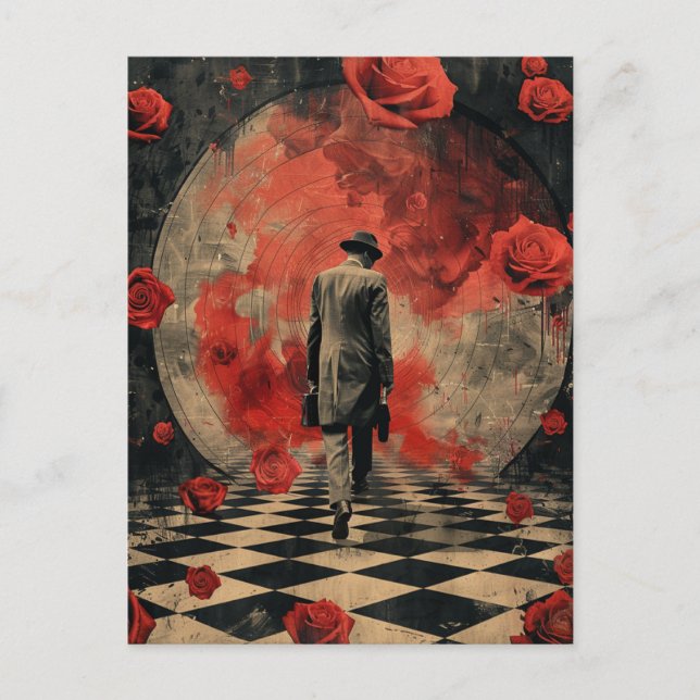 Cartão Postal Colagem de Pessoas de Negócios Surreal (Frente)