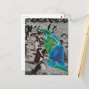 Cartão Postal Colagem de pinguins