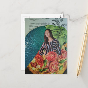Cartão Postal Colagem de Pizza e Diversão de Verão