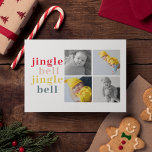Cartão Postal Colagem de Quatro Fotos | Jingle Bell Colorido<br><div class="desc">Colagem de Quatro Fotos | Jingle Bell Colorido</div>