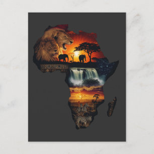 Cartão Postal Colagem de Safari de Vida Selvagem Africana