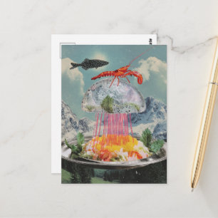 Cartão Postal Colagem de Salada de Água-Viva Surrealista