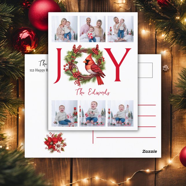 Cartão Postal Colagem de seis fotos | Cartão-postal de Natal de  (Bring joy to your loved ones this holiday season with a beautiful postcard! Customize yours today!)