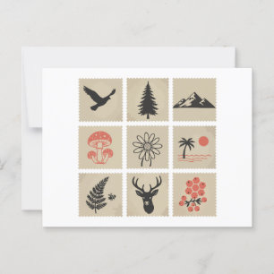 Cartão Postal Colagem de selos naturais