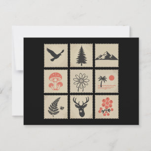 Cartão Postal Colagem de selos naturais