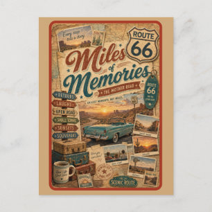 Cartão Postal Colagem de Viagem pela Rota 66 Vintage