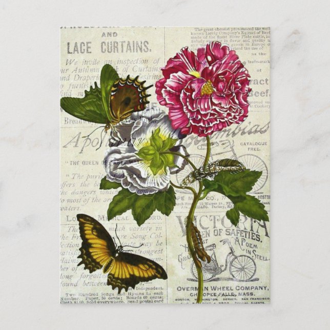 Cartão Postal Colagem de Vintage bonito (Frente)