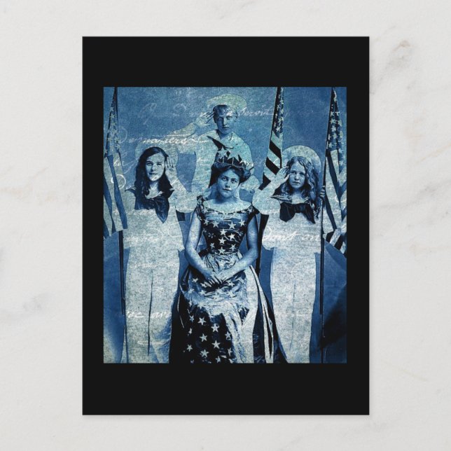 Cartão Postal Colagem de Vintage Patriótica (Frente)