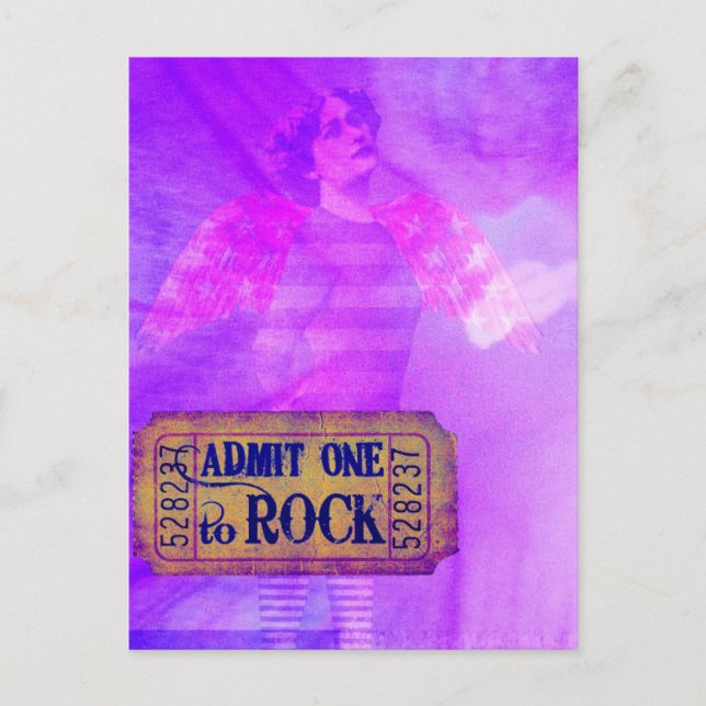 Cartão Postal Colagem digital Rock and Roll Angel (Frente)