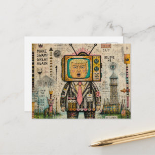 Cartão Postal Colagem Divertida de Algas Pântano Antitrump Mídia